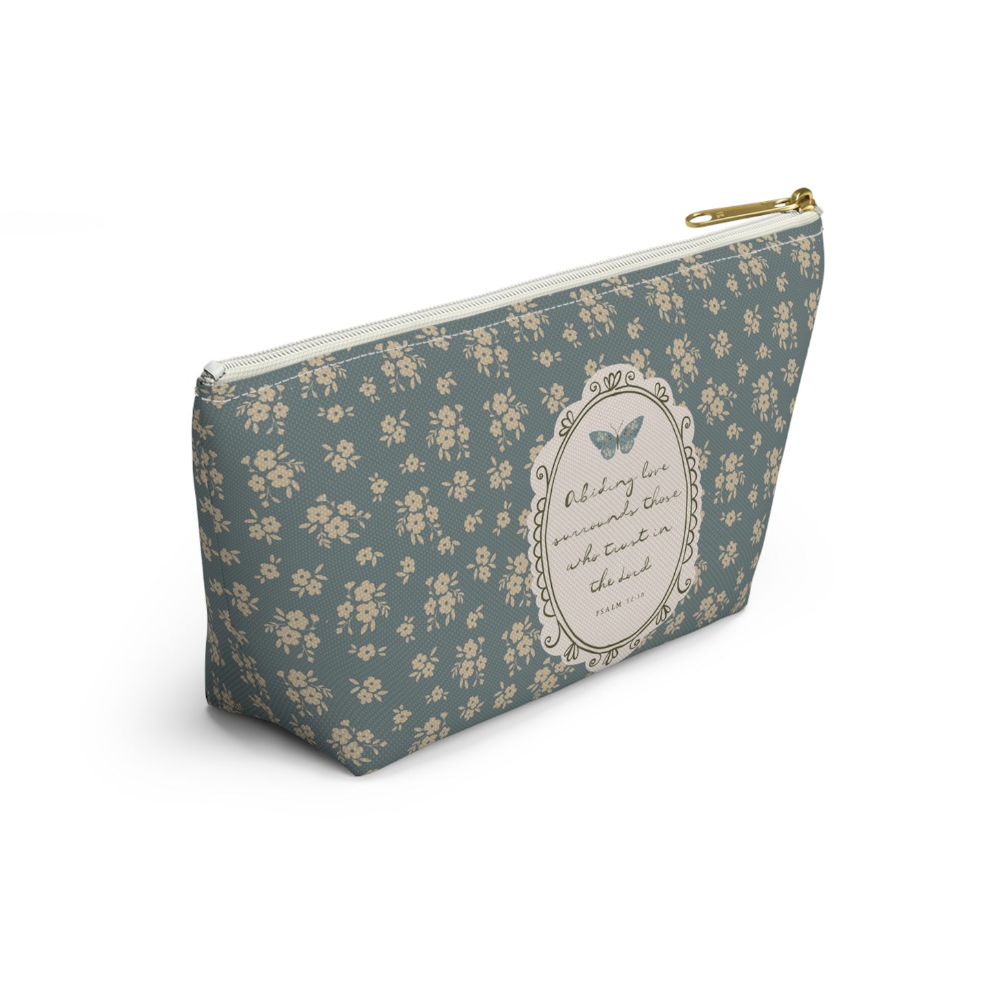 "Abiding Love"— Floral Vintage Scripture Art | Pencil Case, Cosmetic Bag | Amylee Weeks