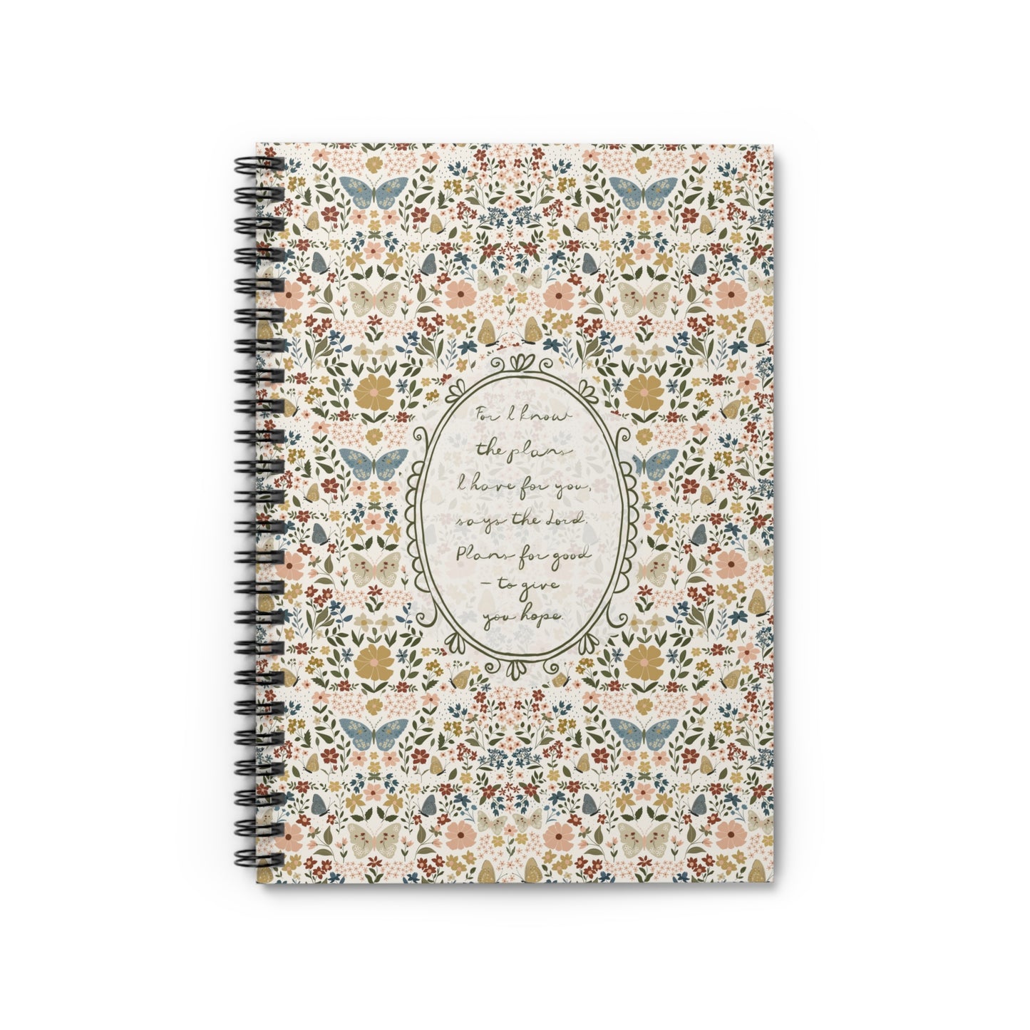 Floral Vintage Notebook/Journal — Handwritten Scripture & Butterflies | Jeremiah 29:11
