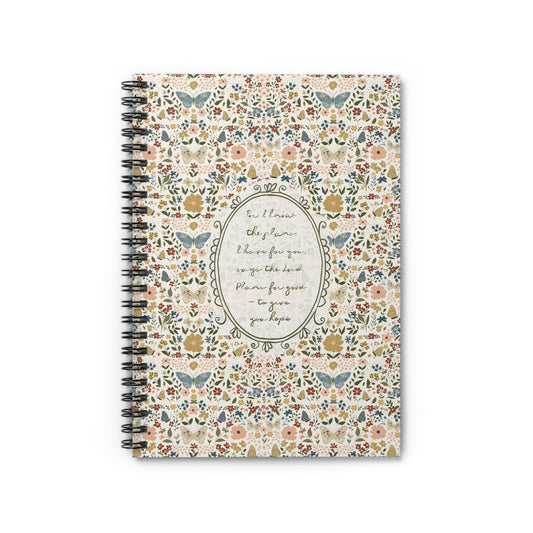 Floral Vintage Notebook/Journal — Handwritten Scripture & Butterflies | Jeremiah 29:11