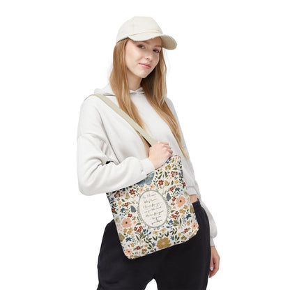 Floral Vintage Tote Bag — Handwritten Scripture & Butterflies | Jeremiah 29:11