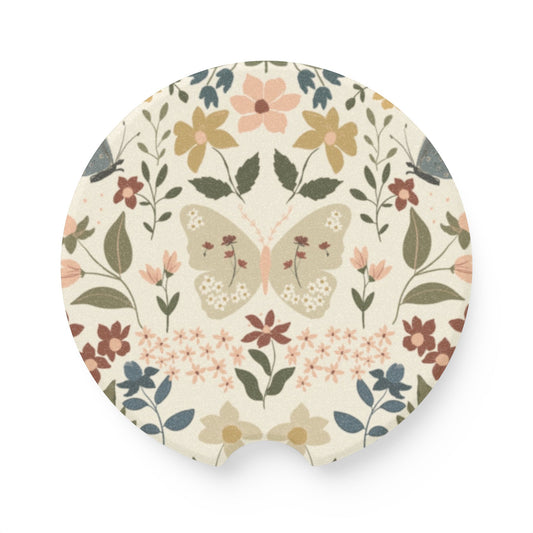 Floral Butterfly Soapstone Car Coaster | Your Heart's Sanctuary Collection | Amylee Weeks