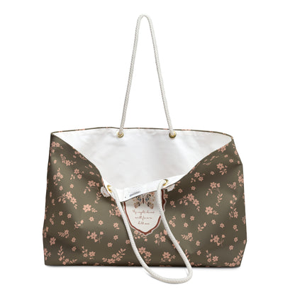"Wings of the Dawn"— Floral Vintage Scripture Art | Weekender Bag | Amylee Weeks