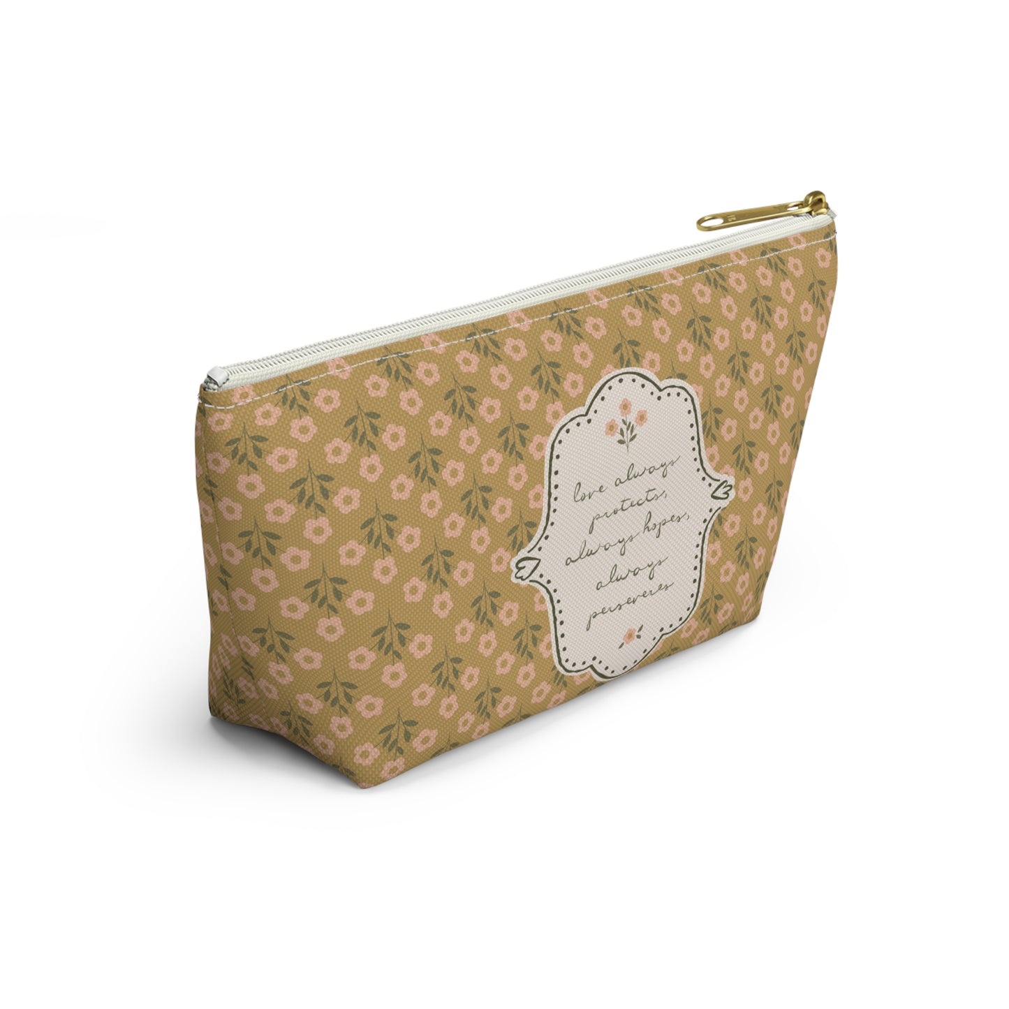 "Love Always" Scripture Art | Pencil Case, Cosmetic Bag — Vintage Cottage Art | Amylee Weeks