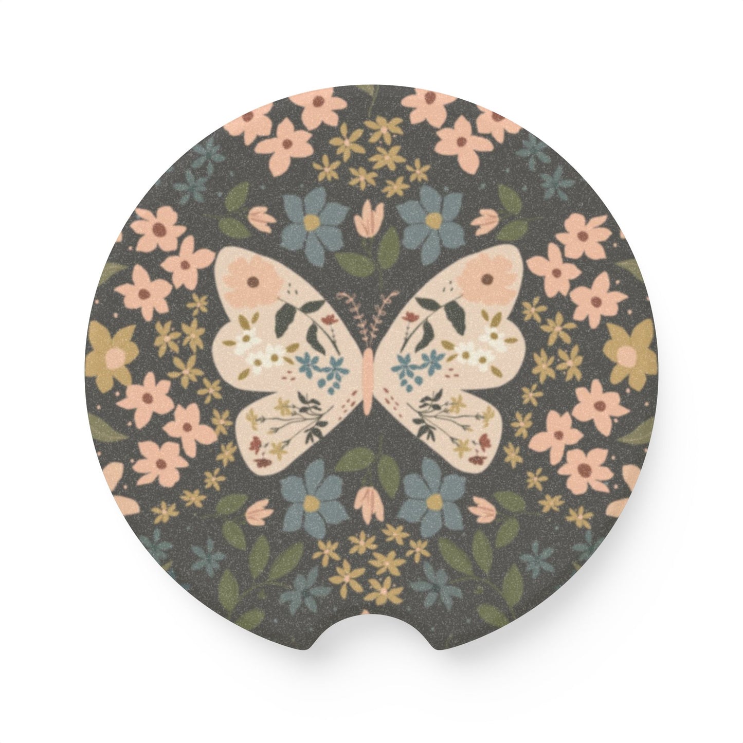 Butterfly & Floral Soapstone Car Coaster| Your Heart's Sanctuary Collection | Amylee Weeks