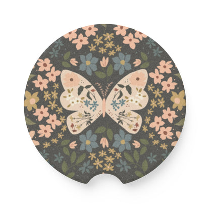 Butterfly & Floral Soapstone Car Coaster| Your Heart's Sanctuary Collection | Amylee Weeks