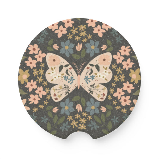 Butterfly & Floral Soapstone Car Coaster| Your Heart's Sanctuary Collection | Amylee Weeks