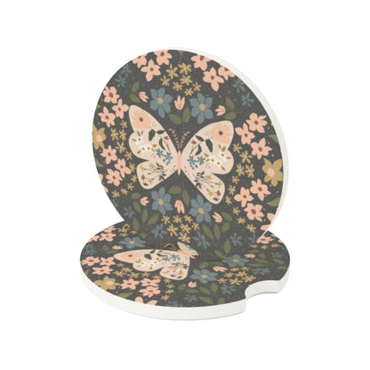 Butterfly & Floral Soapstone Car Coaster| Your Heart's Sanctuary Collection | Amylee Weeks