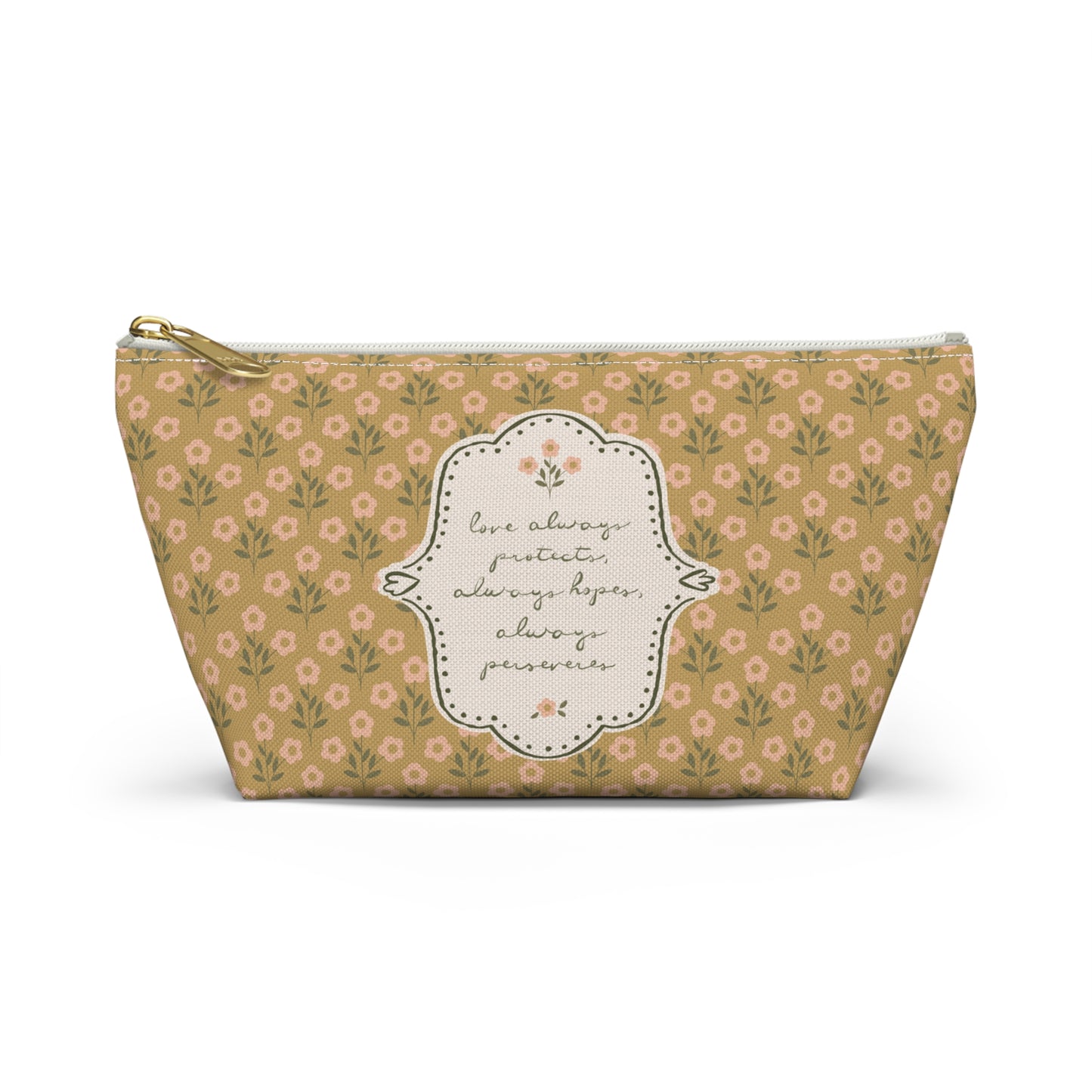 "Love Always" Scripture Art | Pencil Case, Cosmetic Bag — Vintage Cottage Art | Amylee Weeks