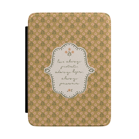 "Love Always"— Floral Vintage Scripture Art | Paperwhite Kindle Case | Amylee Weeks