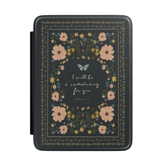 "I Will Be a Sanctuary" Floral Scripture Art | Paperwhite Kindle Case | Amylee Weeks