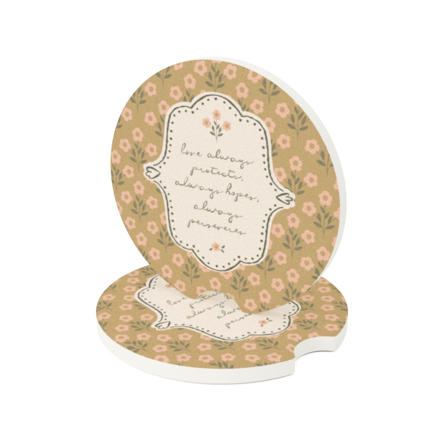 "Love Always Protects, Always Hopes" Car Cupholder Coaster | Your Heart's Sanctuary | Amylee Weeks