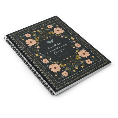 "I Will Be a Sanctuary" Floral Scripture Art | Notebook/Journal | Amylee Weeks