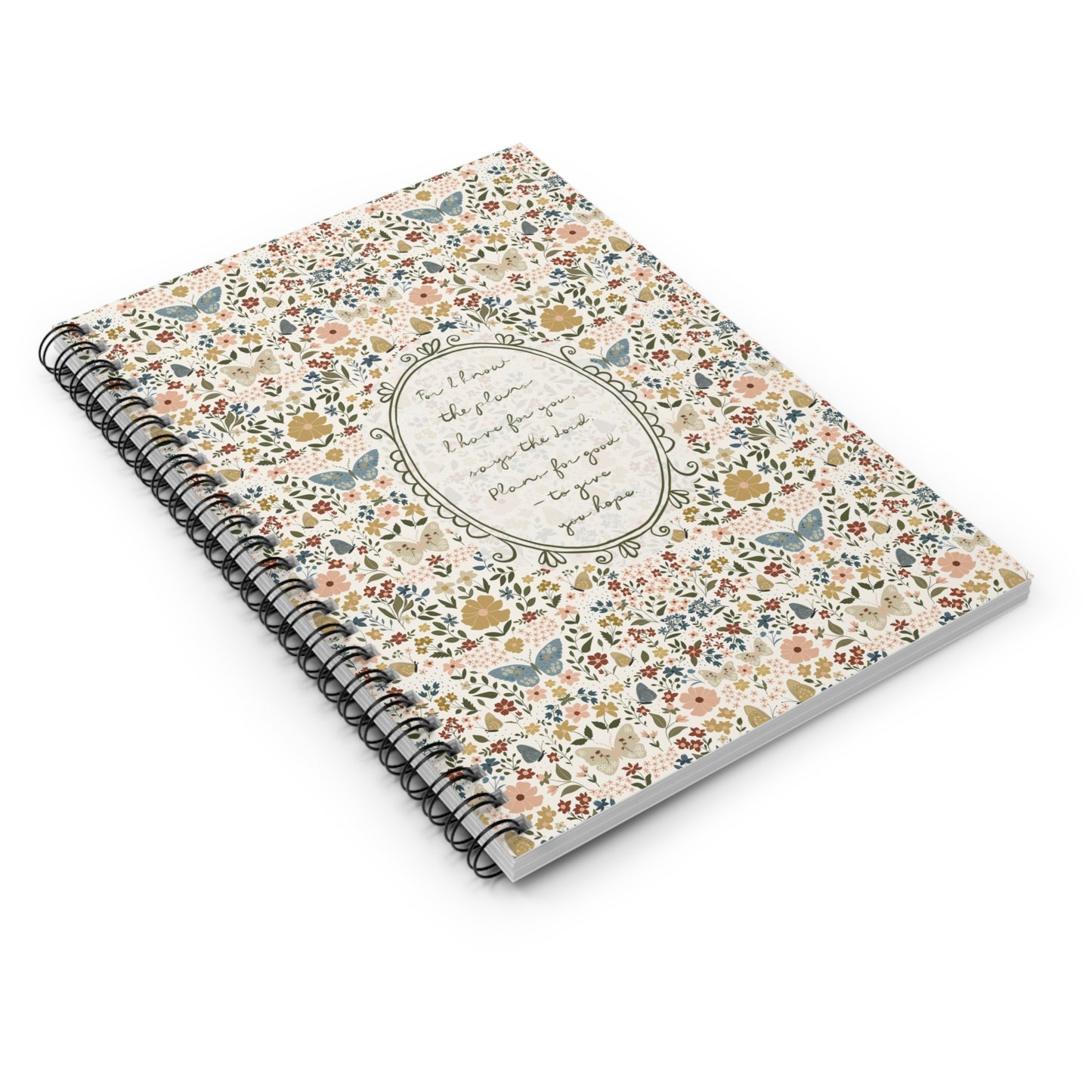 Floral Vintage Notebook/Journal — Handwritten Scripture & Butterflies | Jeremiah 29:11
