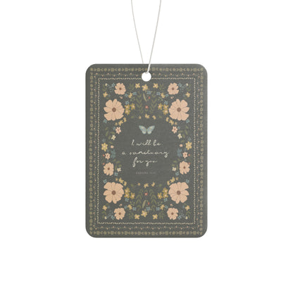 "I Will Be a Sanctuary" Floral Scripture Art | Car Freshener | Amylee Weeks