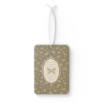 "Wings of the Dawn"— Floral Vintage Scripture Art | Car Freshener | Amylee Weeks