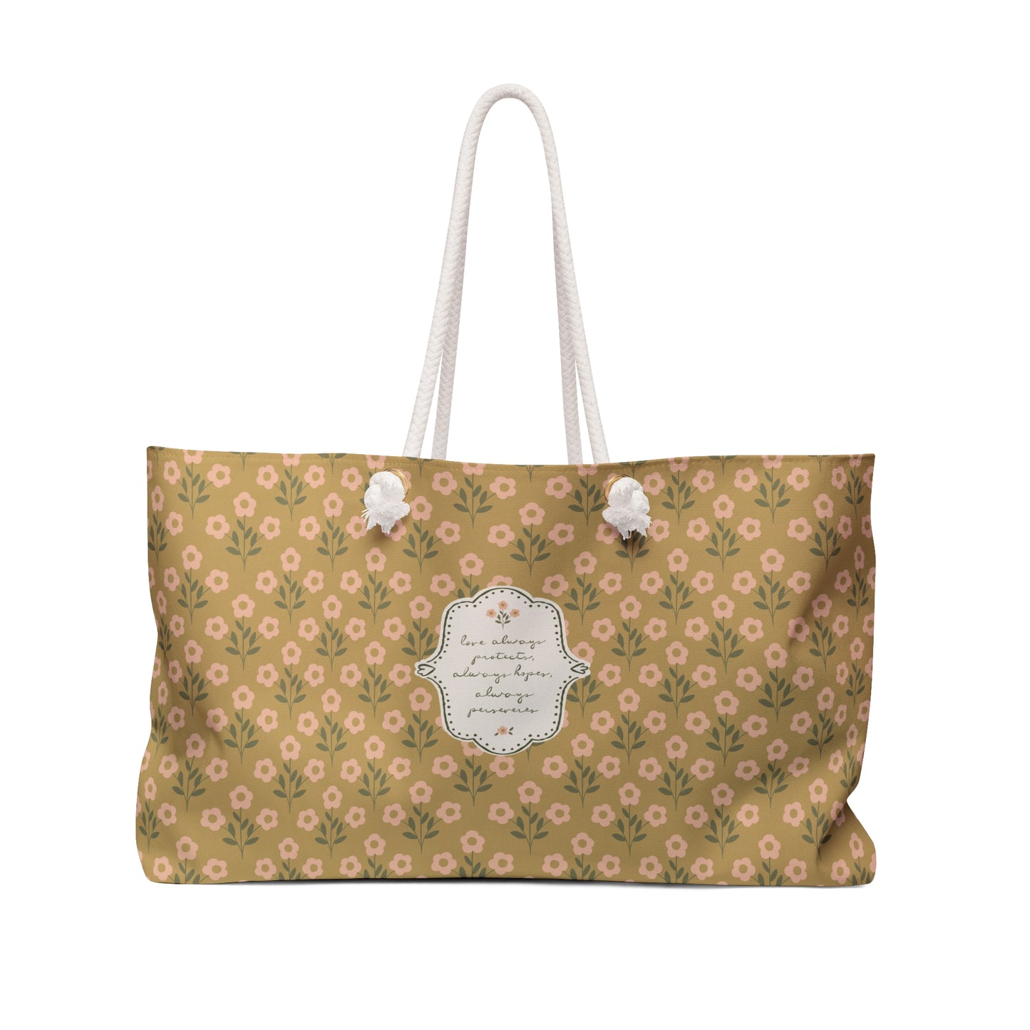 "Love Always" Scripture Art | Weekender Bag — Vintage Cottage Art | Amylee Weeks