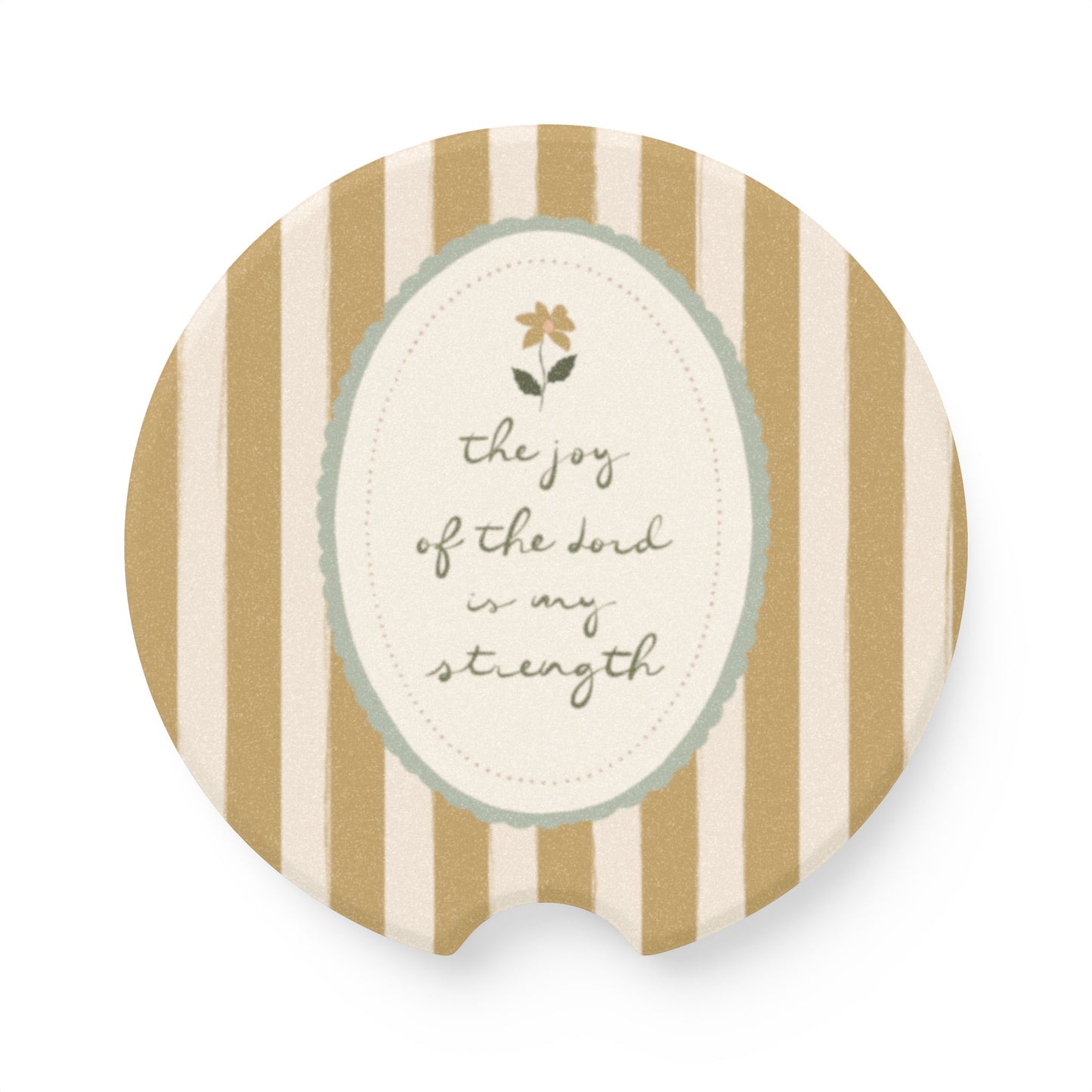 "The Joy of the Lord Is My Strength" Scripture Soapstone Car Coaster | Your Heart's Sanctuary | Amylee Weeks