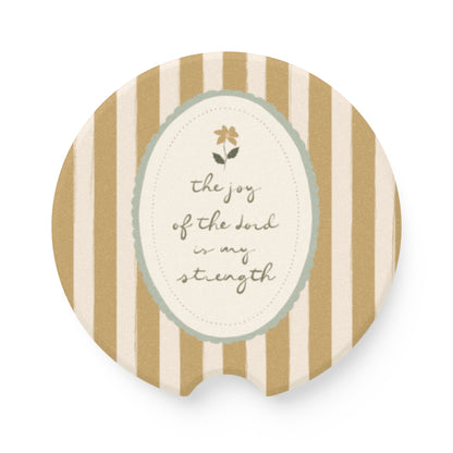 "The Joy of the Lord Is My Strength" Scripture Soapstone Car Coaster | Your Heart's Sanctuary | Amylee Weeks