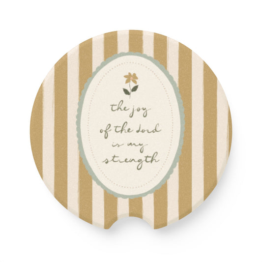 "The Joy of the Lord Is My Strength" Scripture Soapstone Car Coaster | Your Heart's Sanctuary | Amylee Weeks