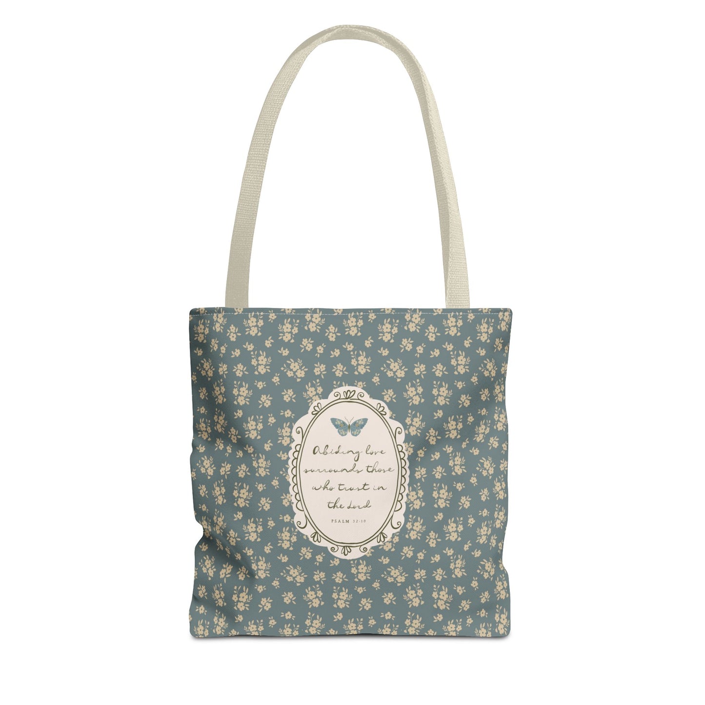 "Abiding Love"— Floral Vintage Scripture Art | Tote Bag | Amylee Weeks