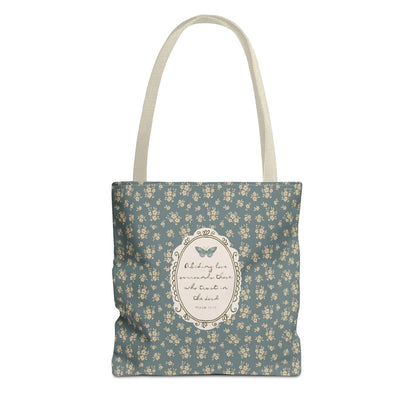"Abiding Love"— Floral Vintage Scripture Art | Tote Bag | Amylee Weeks