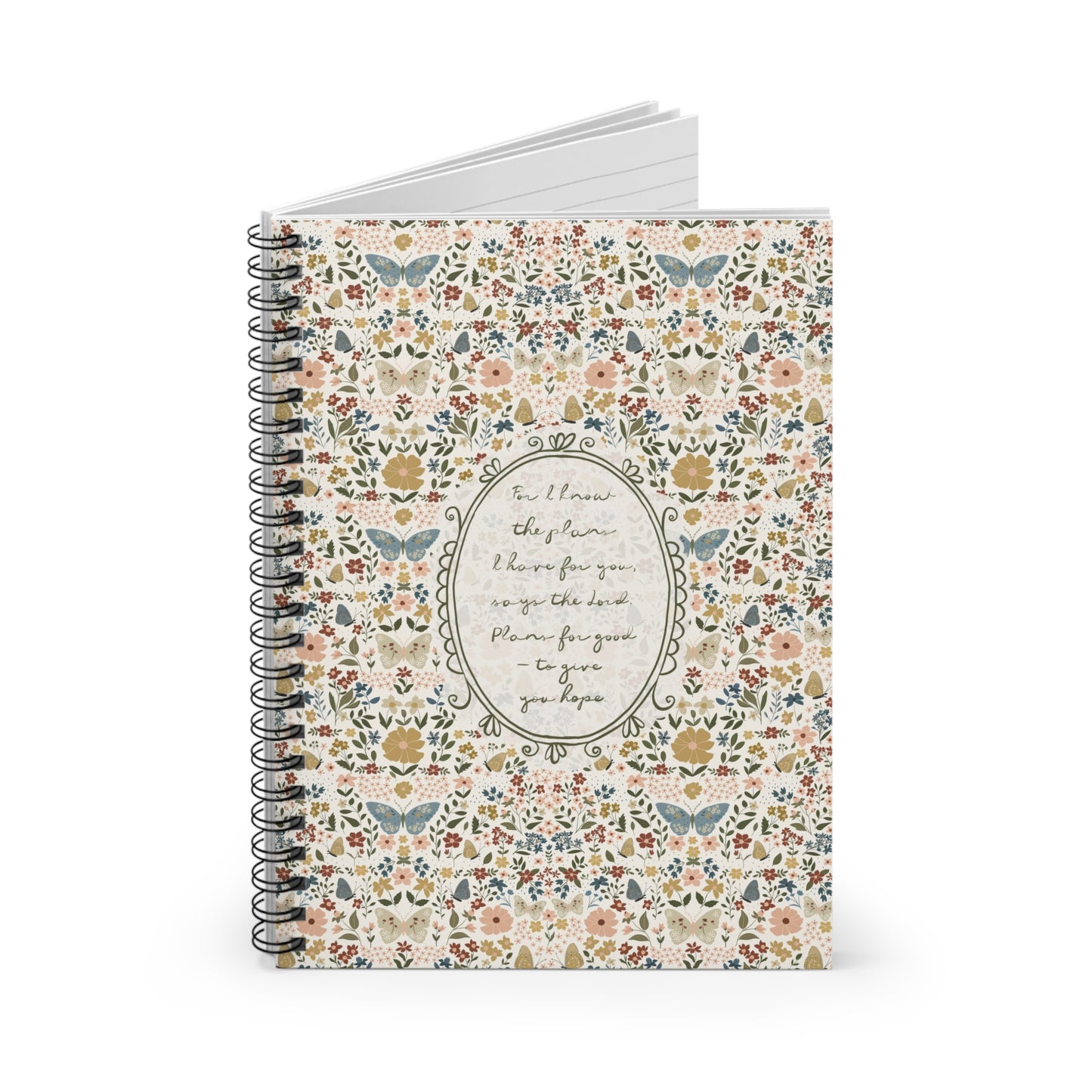 Floral Vintage Notebook/Journal — Handwritten Scripture & Butterflies | Jeremiah 29:11