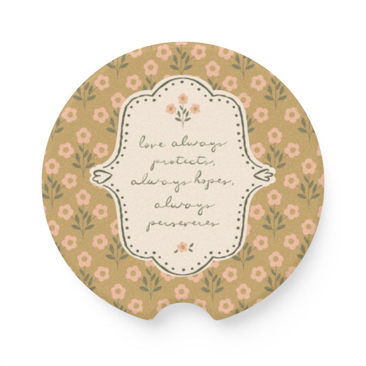 "Love Always Protects, Always Hopes" Car Cupholder Coaster | Your Heart's Sanctuary | Amylee Weeks