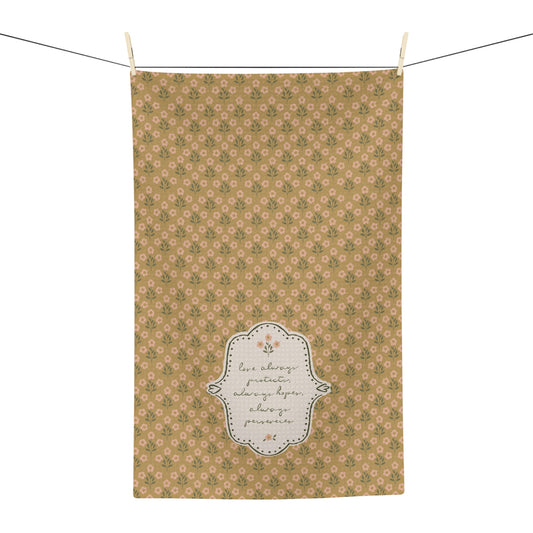 "Love Always" Scripture Art | Tea Towel — Vintage Cottage Art | Amylee Weeks