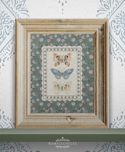 Butterfly Floral Wall Art  — Vintage Cottage Art | Amylee Weeks