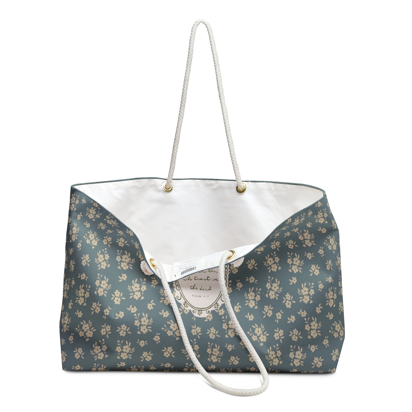 "Abiding Love"— Floral Vintage Scripture Art | Weekender Bag | Amylee Weeks