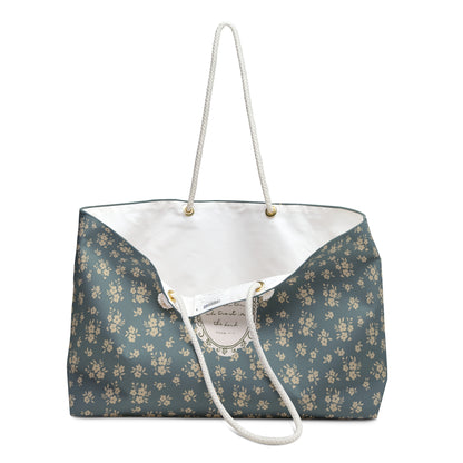 "Abiding Love"— Floral Vintage Scripture Art | Weekender Bag | Amylee Weeks