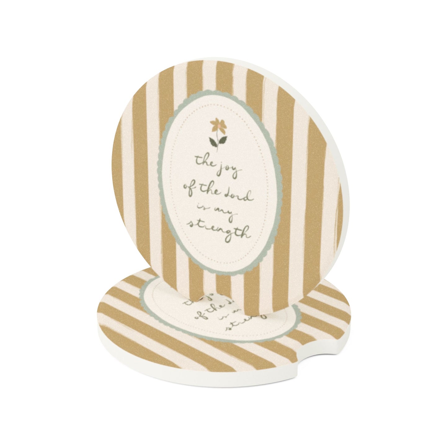 "The Joy of the Lord Is My Strength" Scripture Soapstone Car Coaster | Your Heart's Sanctuary | Amylee Weeks