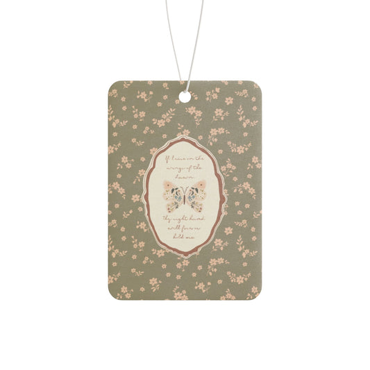 "Wings of the Dawn"— Floral Vintage Scripture Art | Car Freshener | Amylee Weeks
