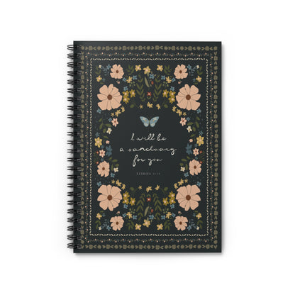 "I Will Be a Sanctuary" Floral Scripture Art | Notebook/Journal | Amylee Weeks
