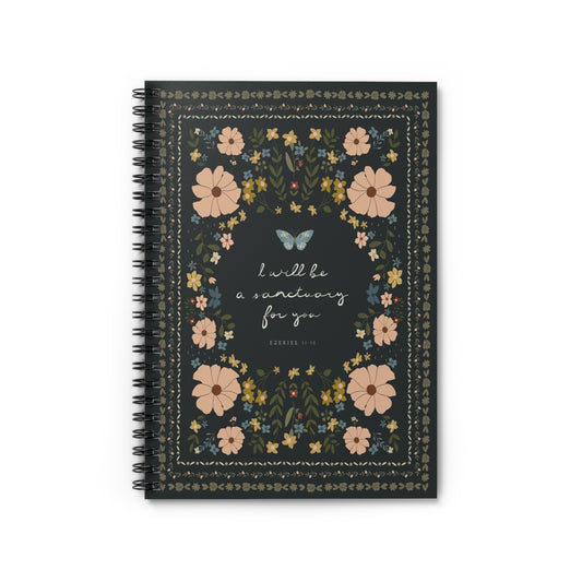 "I Will Be a Sanctuary" Floral Scripture Art | Notebook/Journal | Amylee Weeks