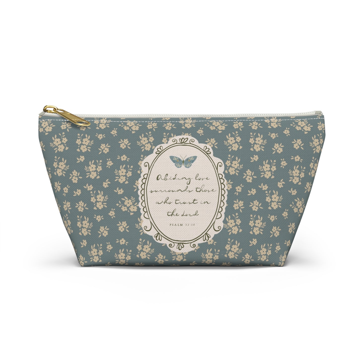 "Abiding Love"— Floral Vintage Scripture Art | Pencil Case, Cosmetic Bag | Amylee Weeks