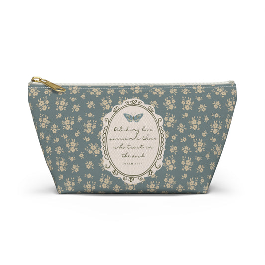 "Abiding Love"— Floral Vintage Scripture Art | Pencil Case, Cosmetic Bag | Amylee Weeks