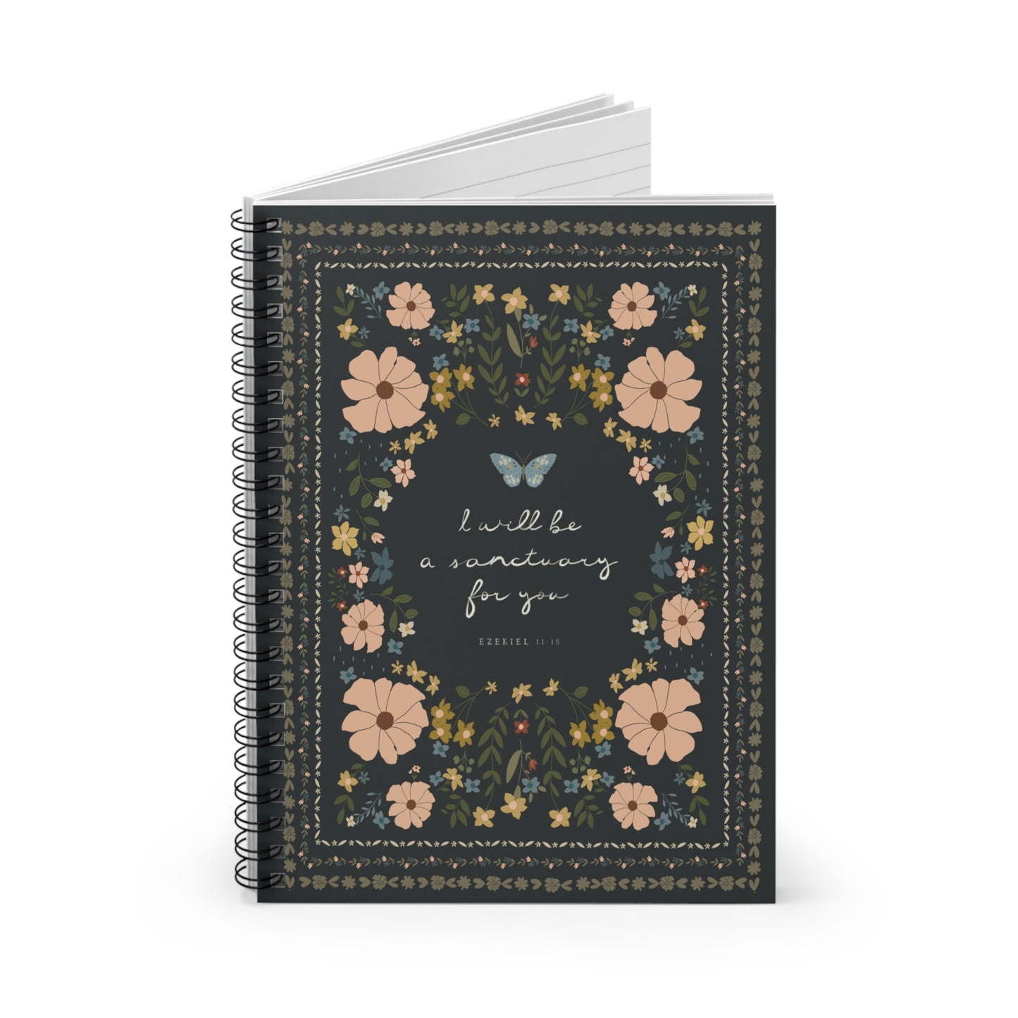 "I Will Be a Sanctuary" Floral Scripture Art | Notebook/Journal | Amylee Weeks
