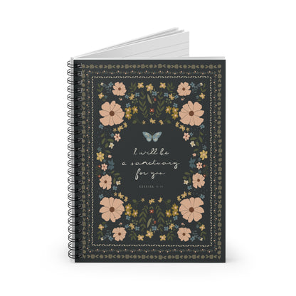 "I Will Be a Sanctuary" Floral Scripture Art | Notebook/Journal | Amylee Weeks