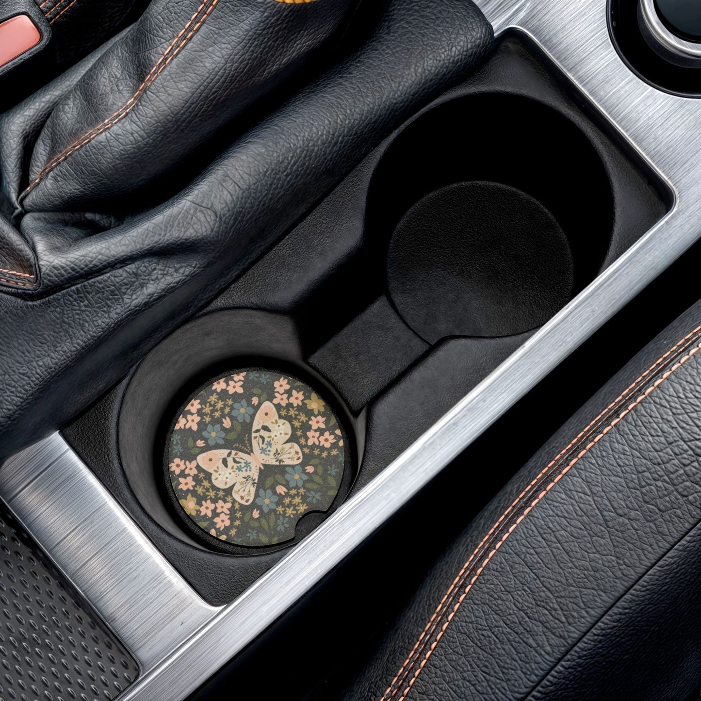 Butterfly & Floral Soapstone Car Coaster| Your Heart's Sanctuary Collection | Amylee Weeks