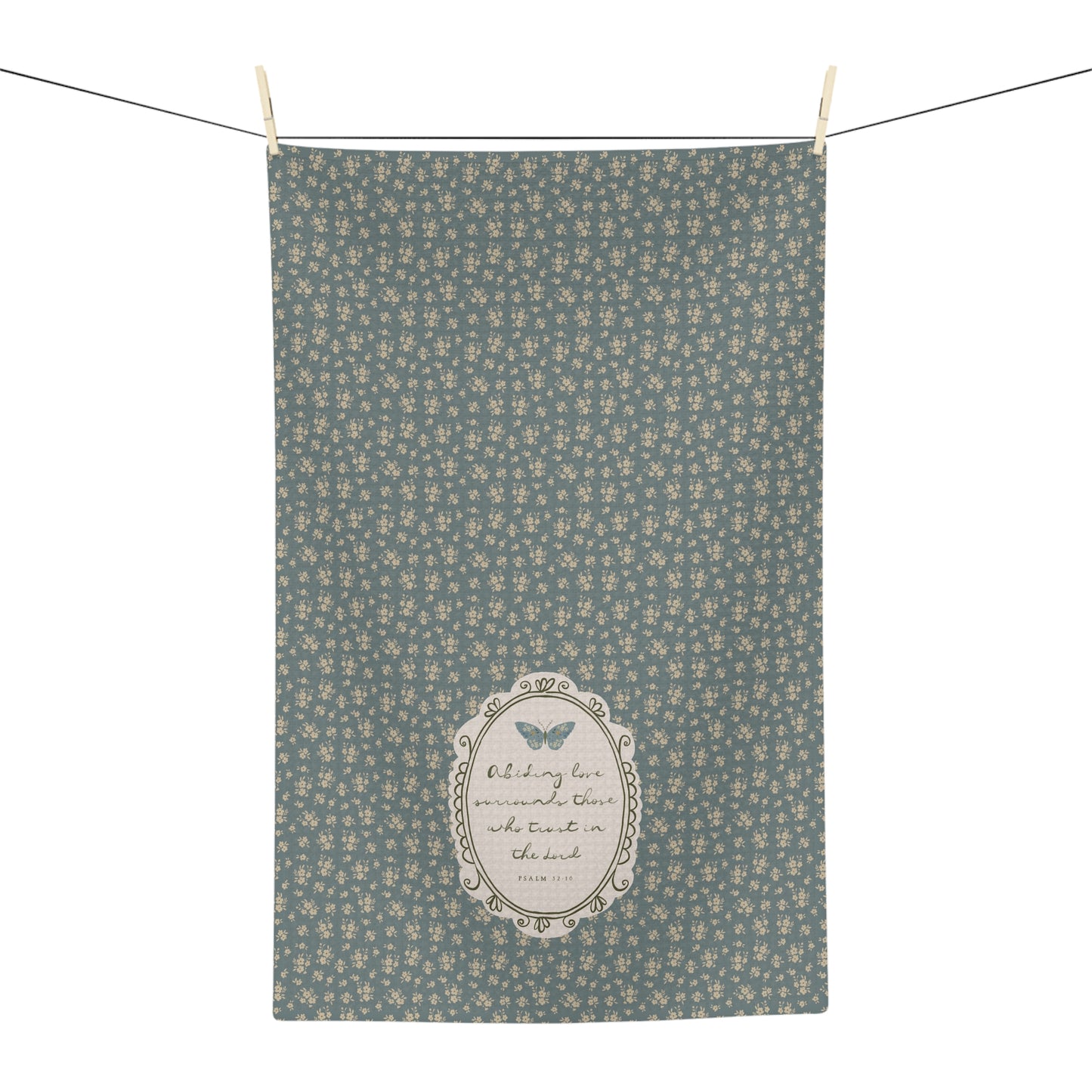 "Abiding Love" — Floral Vintage Scripture Art | Tea Towel | Amylee Weeks