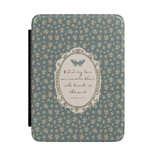 "Abiding Love"— Floral Vintage Scripture Art | Paperwhite Kindle Case | Amylee Weeks