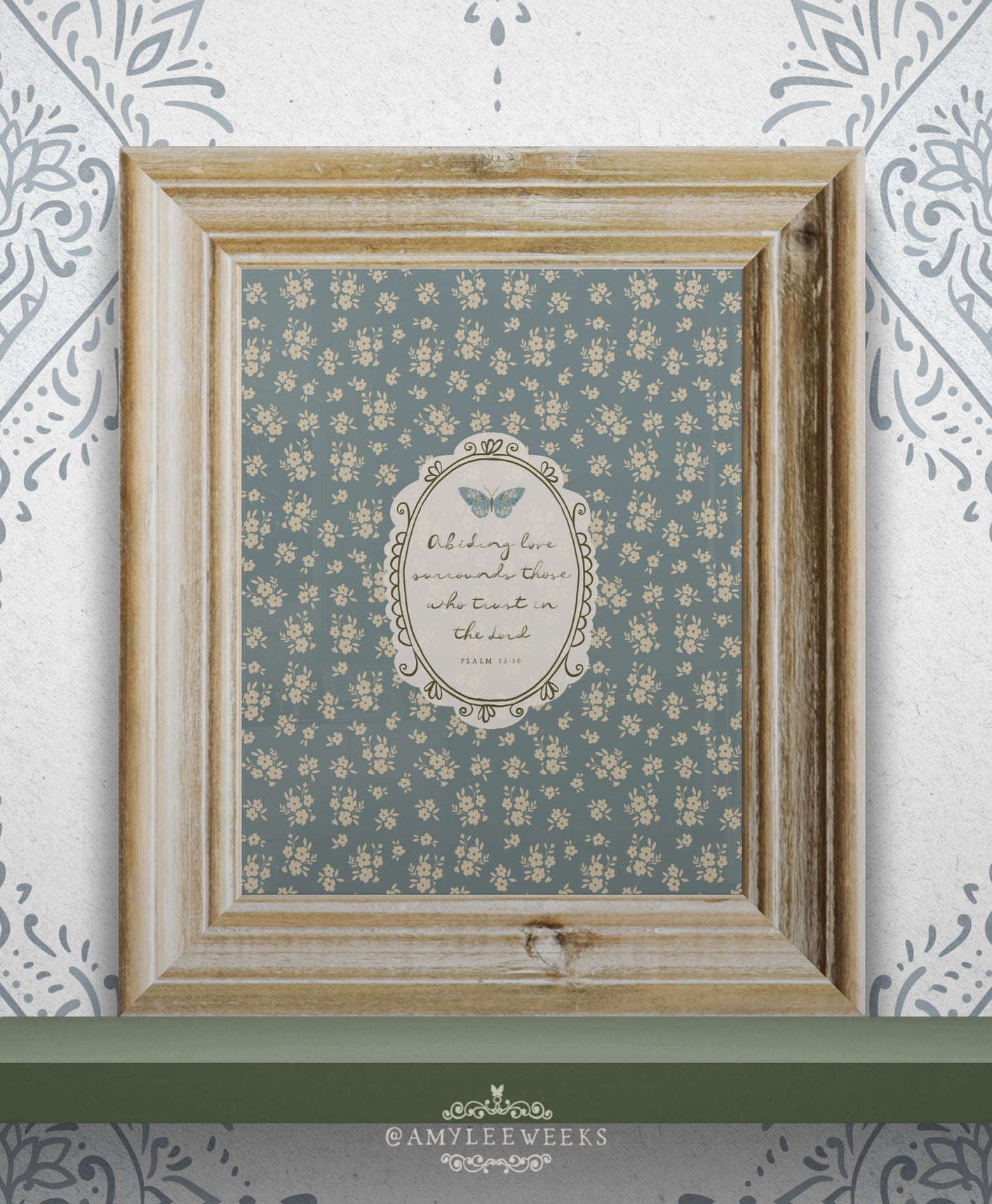 Abiding Love Wall Art  — Floral Vintage Scripture Art | Amylee Weeks
