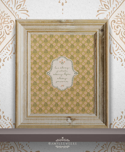 "Love Always" Scripture Wall Art — Vintage Cottage Art | Amylee Weeks