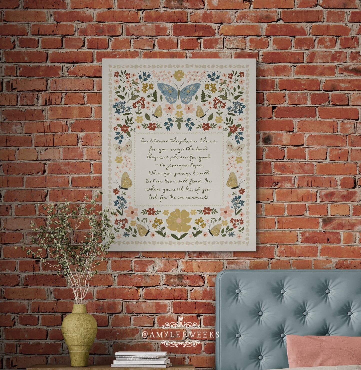 Hope and a Future Wall Art - Butterfly and Floral Scripture Art | Amylee Weeks