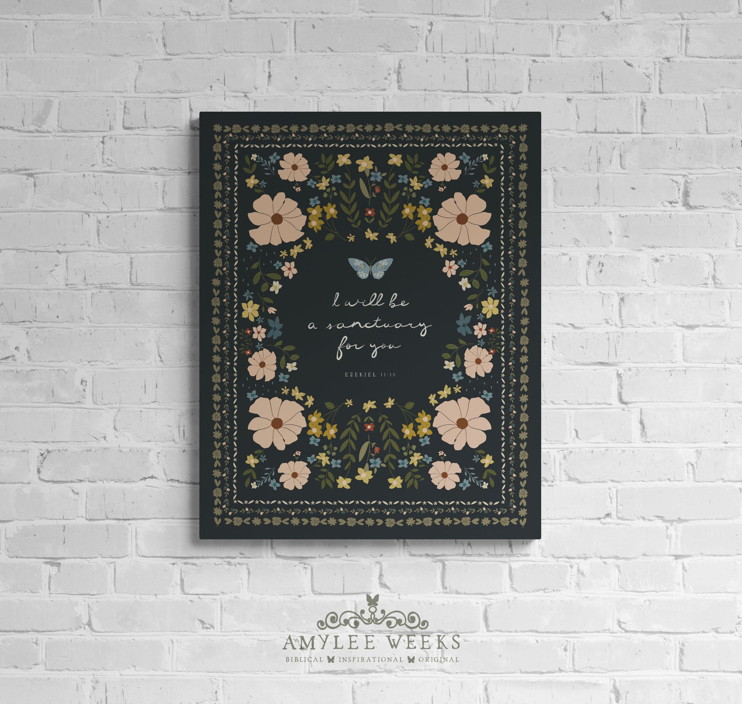 I Will Be a Sanctuary Wall Art — Floral Scripture Art | Amylee Weeks