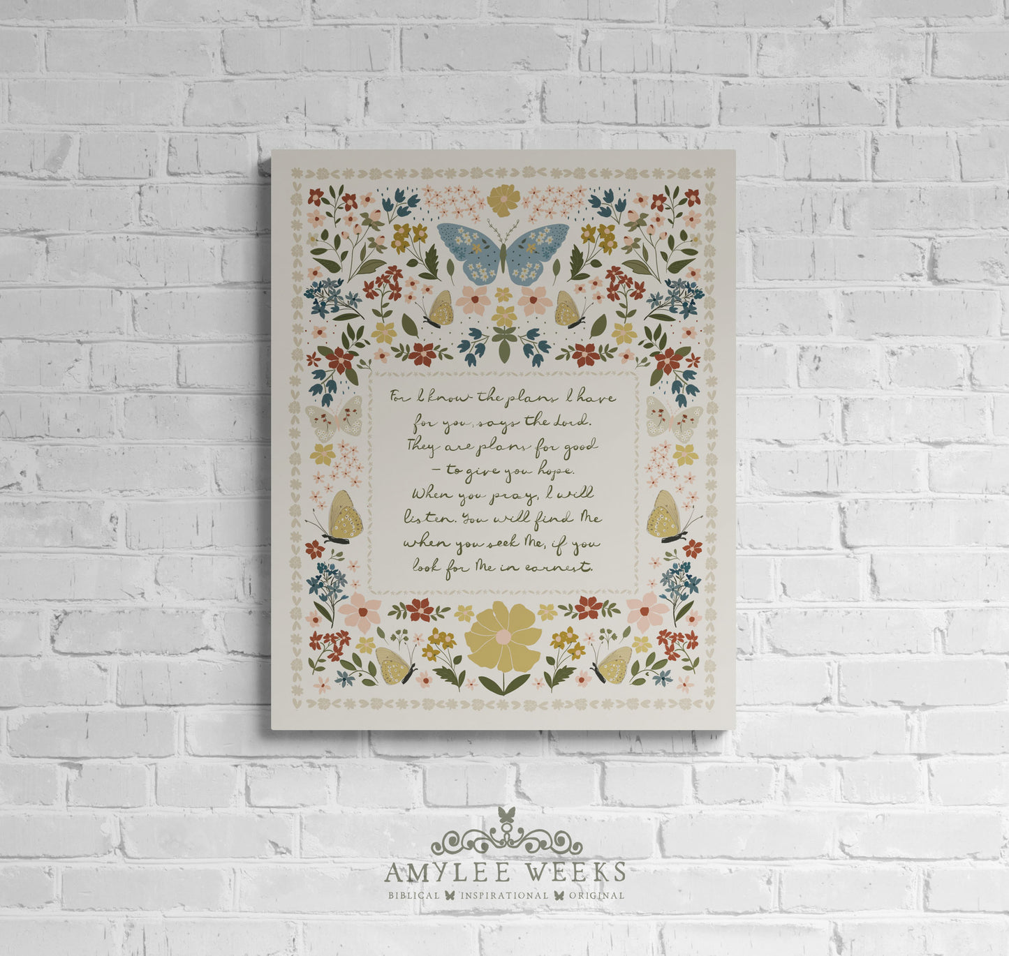 Hope and a Future Wall Art - Butterfly and Floral Scripture Art | Amylee Weeks